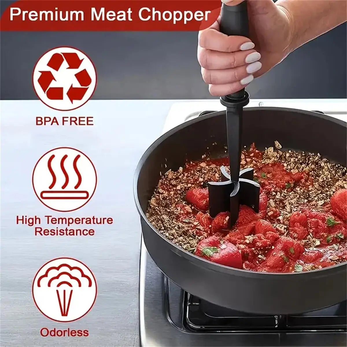 Heat Resistant Meat Chopper Shredder - Hamburger Ground Beef Smasher