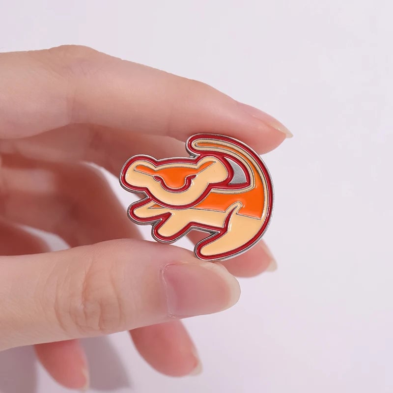 Baby Lion Enamel Pin Custom Animal Brooch Cartoon Movie Badge Gift