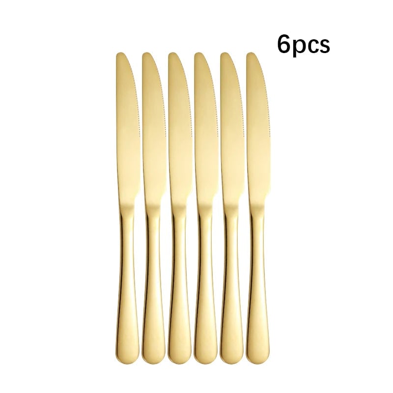 Golden Stainless Steel Cutlery Set - Thickened Hotel Grade Flatware