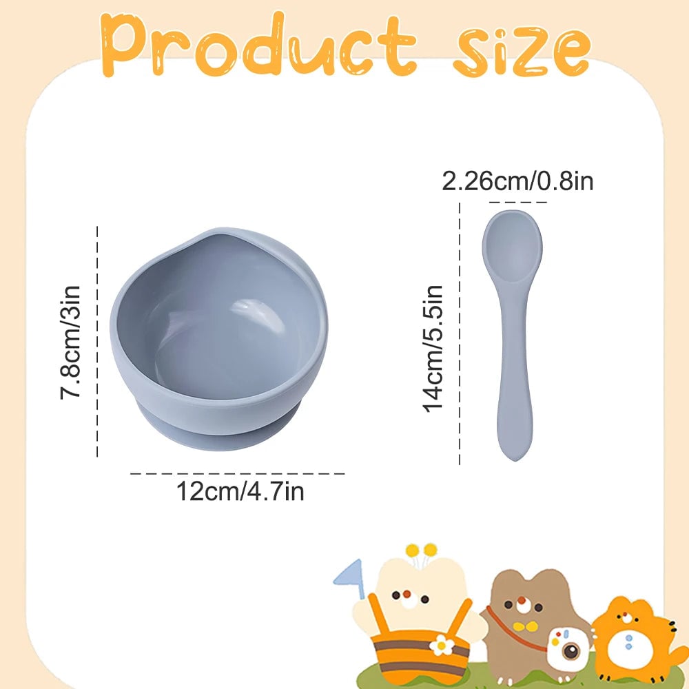 2PC Silicone Sucker Bowl Set - Baby Self-Feeding Training Bowls