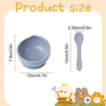2PC Silicone Sucker Bowl Set - Baby Self-Feeding Training Bowls