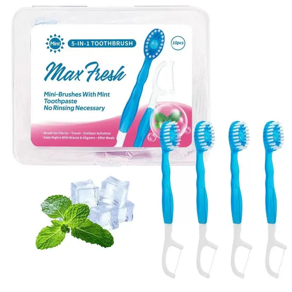 3-in-1 Portable Travel Toothbrush Set with Bursting Beads & Floss
