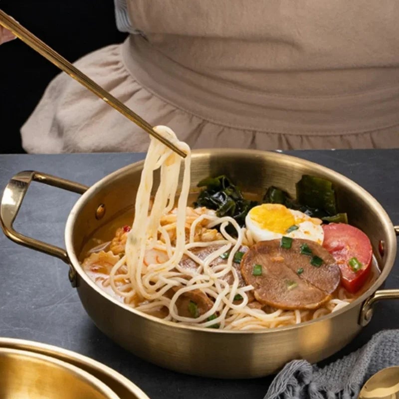 Gold Double Handle Lidded Stockpot - Instant Noodles Hot Pot Cookware