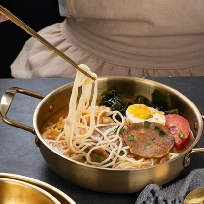 Gold Double Handle Lidded Stockpot - Instant Noodles Hot Pot Cookware