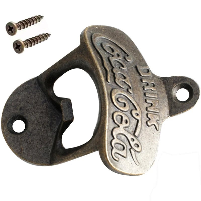 Zinc Alloy Wall Mount Bottle Opener with Screws - Professional Bar Tool