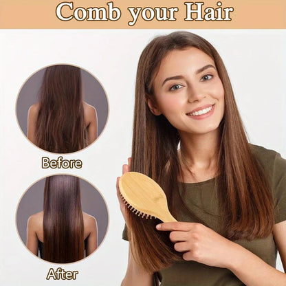 Natural Bamboo Paddle Comb Air Cushion Anti-Static Scalp Massage