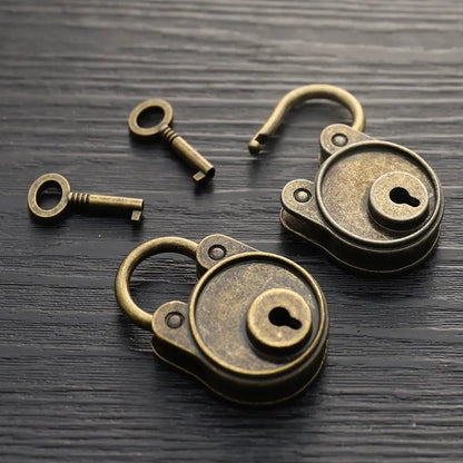 Vintage Bronze Padlock with Keys - Antique Style Lock for Luggage