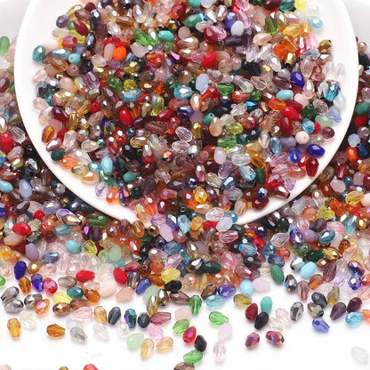 Faceted Glass Teardrop Beads 50-100Pcs Mixed Colors 3x5-6x8mm
