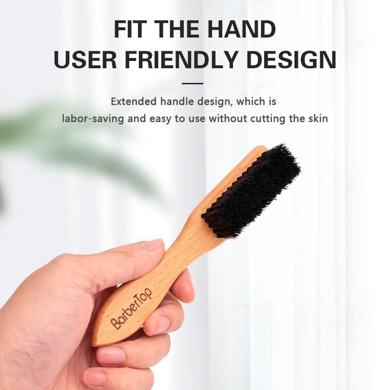 Professional Beard Brush Wooden Handle Soft Bristle Barber Tool