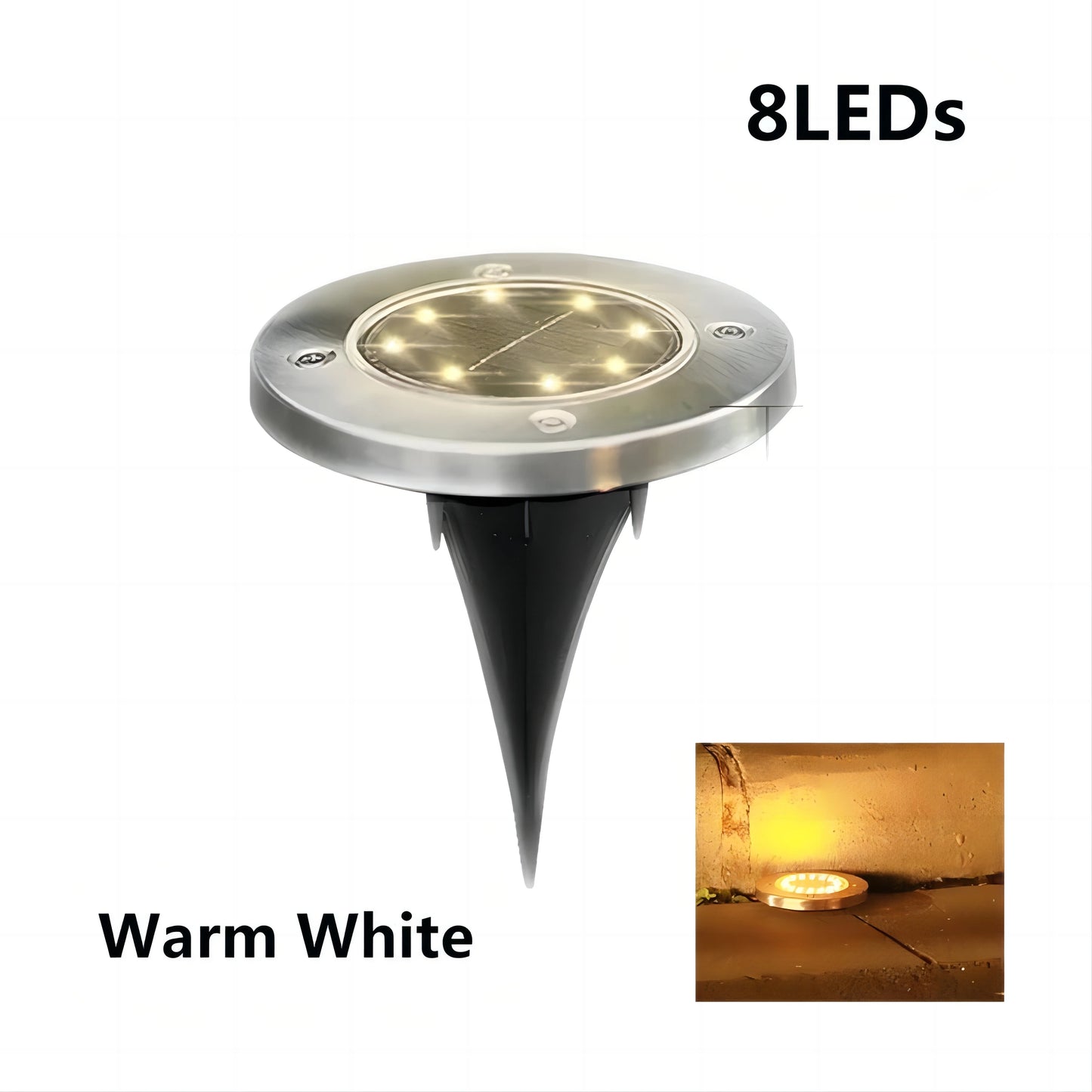 Solar LED Disk Ground Light - 8/20 LED Waterproof Buried Garden Deck