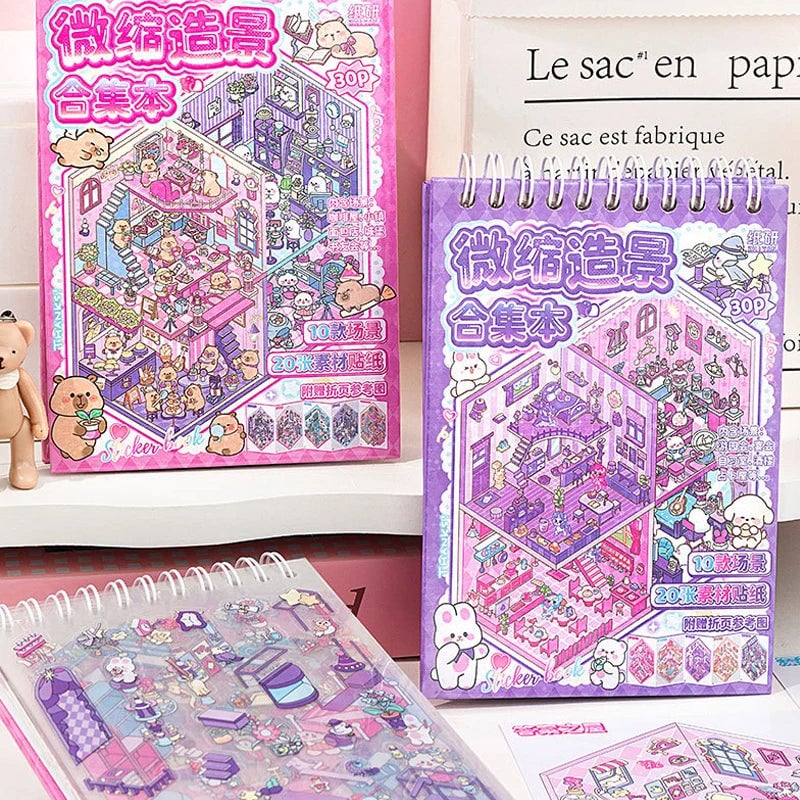 30Pcs 3D Stacking Miniature Scene Stickers - DIY Puzzle Craft Kit