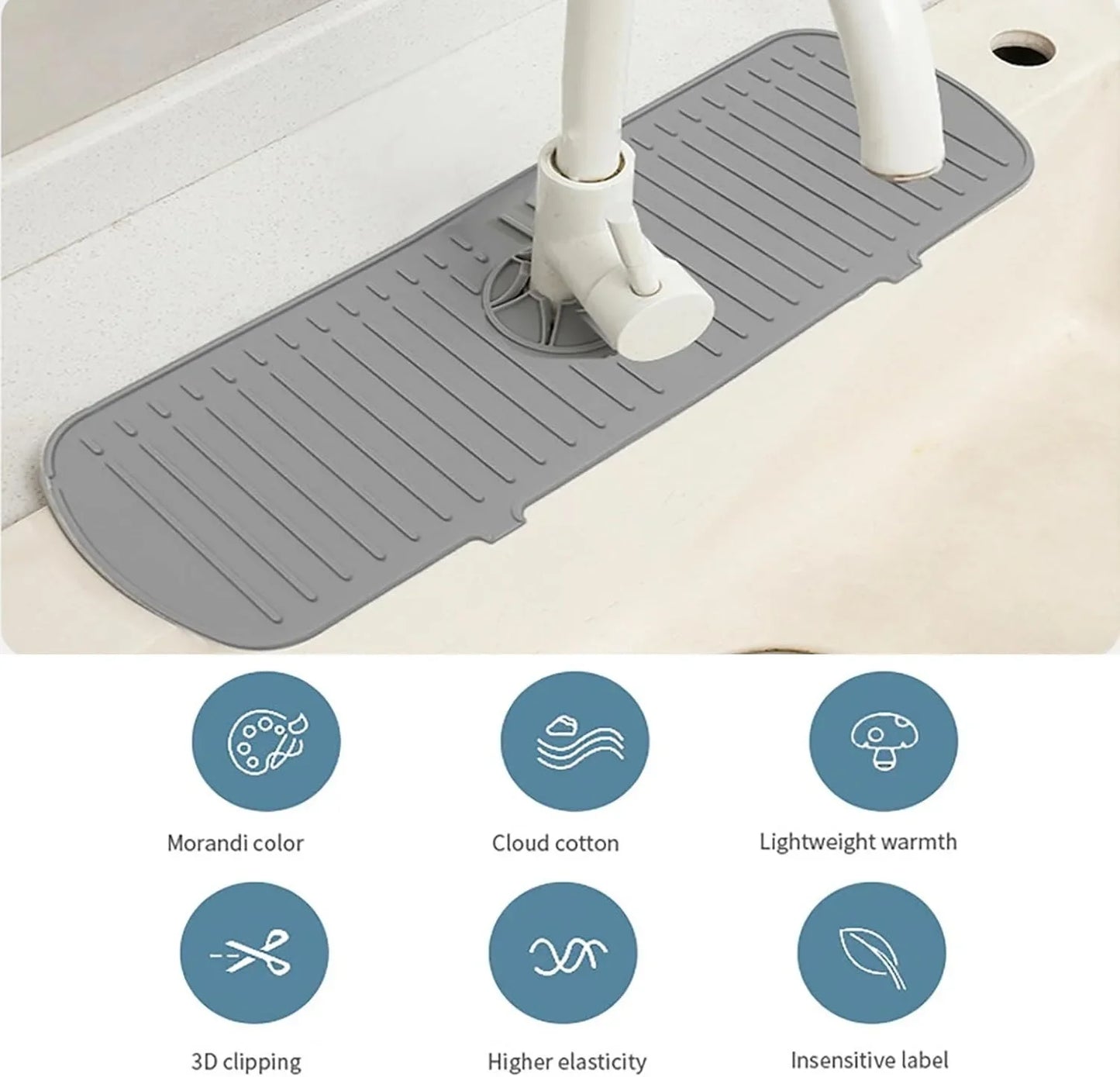 Silicone Kitchen Sink Faucet Splash Guard Mat Countertop Protector