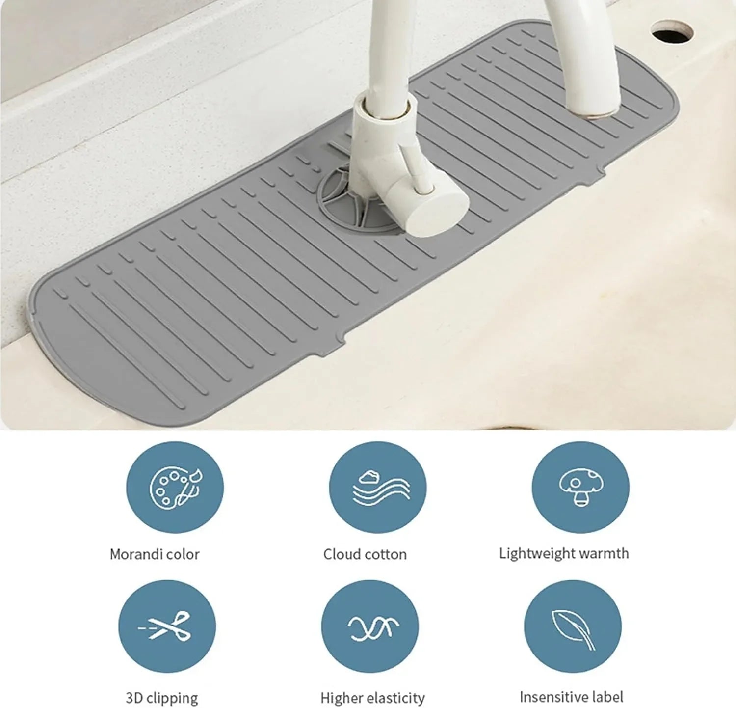 Silicone Kitchen Sink Faucet Splash Guard Mat Countertop Protector