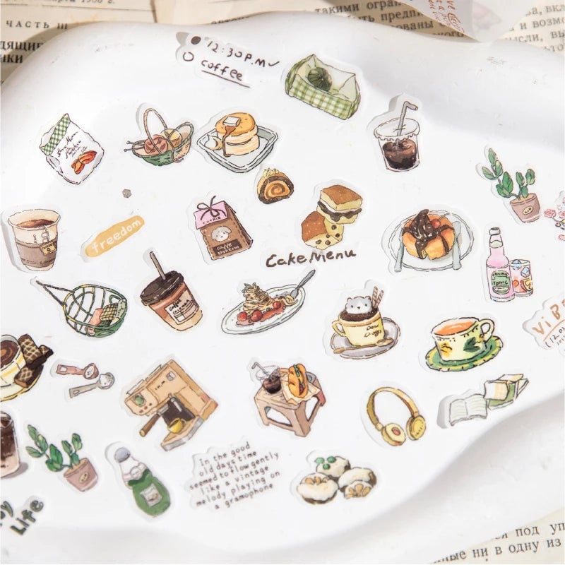 200cm Coffee Bread Cafe Masking Tape Roll - Decorative Stickers