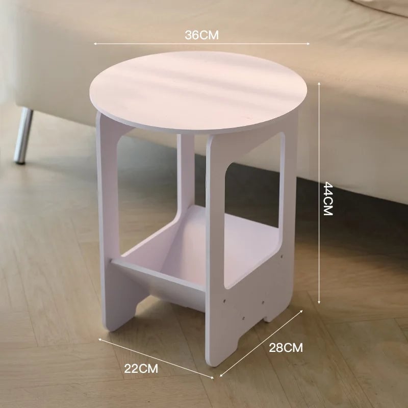 Round Coffee Table - Compact Bedside & Sofa Side Table 14 Inch