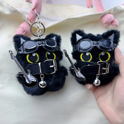 Black Cat Keychain with Big Eyes - Punk Style Bag Charm Accessory