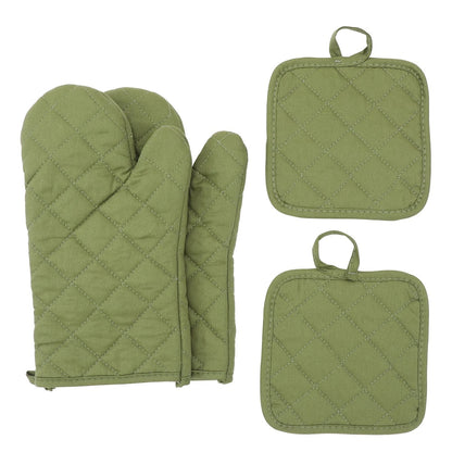 4-Piece Insulated Oven Gloves Set - Heat Resistant Kitchen Gloves