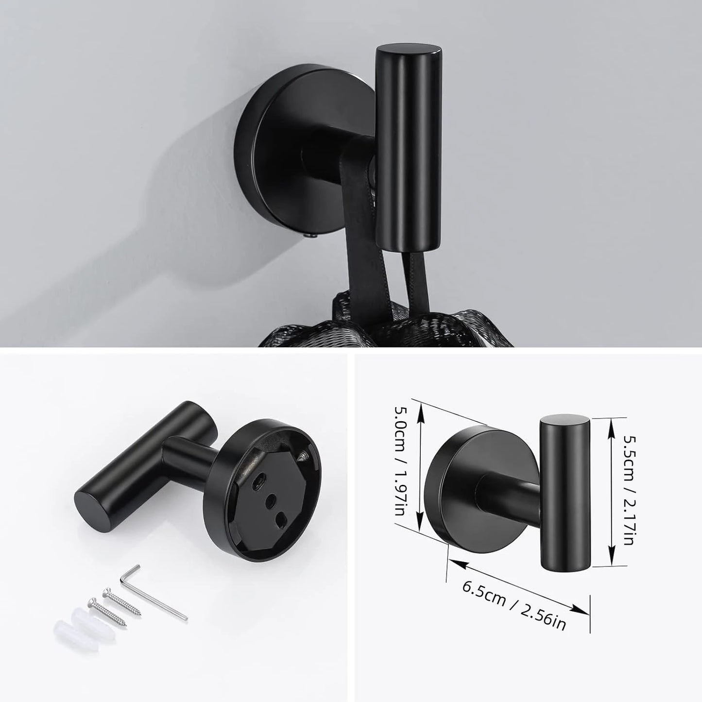 3-Piece Stainless Steel Bathroom Hardware Set - Towel Bar Ring Paper