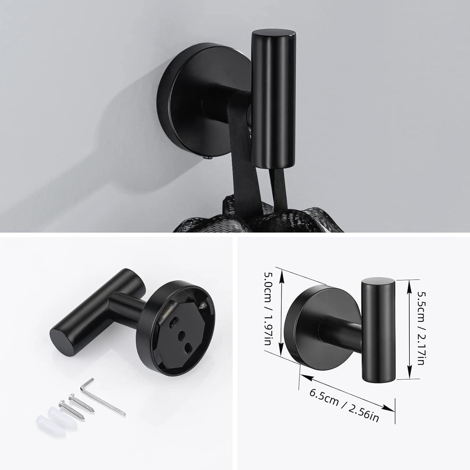 3-Piece Stainless Steel Bathroom Hardware Set - Towel Bar Ring Paper