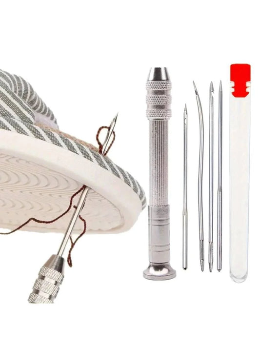 4 Piece Leather Sewing Needles & Awl Kit Canvas Tent Craft Tools
