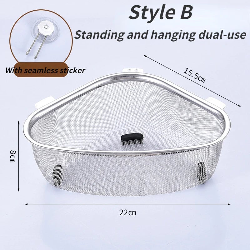 Stainless Steel Triangle Drain Basket Food Filter Kitchen Sink