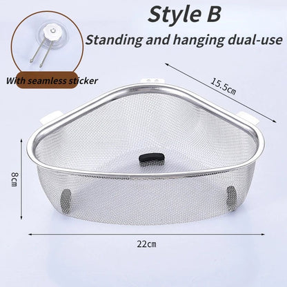 Stainless Steel Triangle Drain Basket Food Filter Kitchen Sink