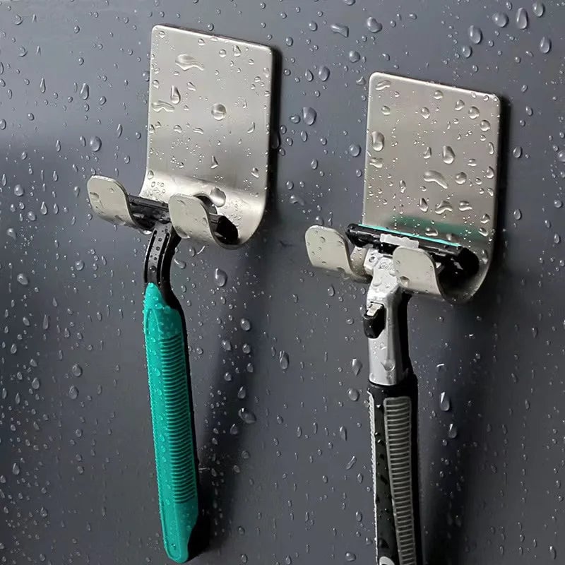 Stainless Steel Razor Holder Wall Mount Punch-Free Bathroom Storage