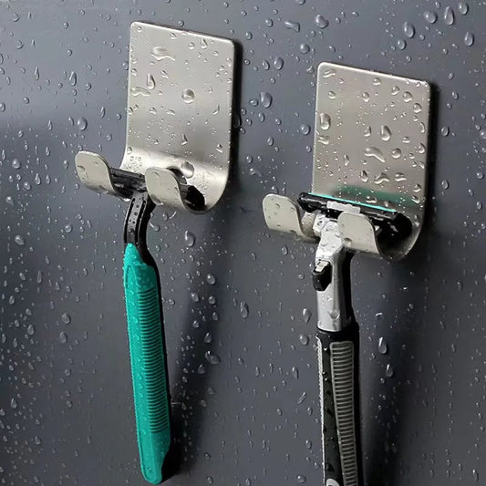 Stainless Steel Razor Holder Wall Mount Punch-Free Bathroom Storage