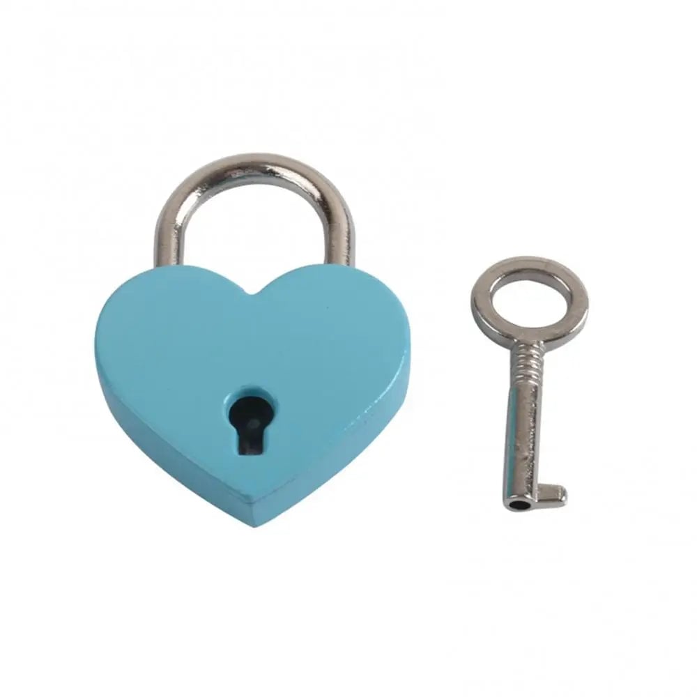 Heart Shape Mini Padlock Luggage Lock with Key - Vintage Style