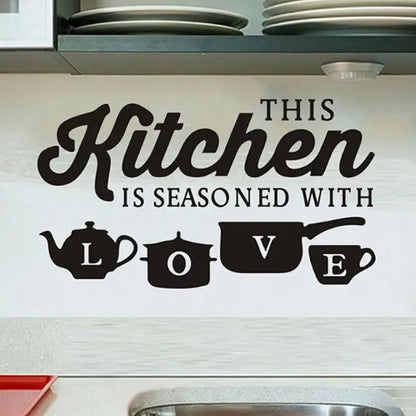 Kitchen Wall Sticker 'This Kitchen Seasoned With Love' Quote Decal