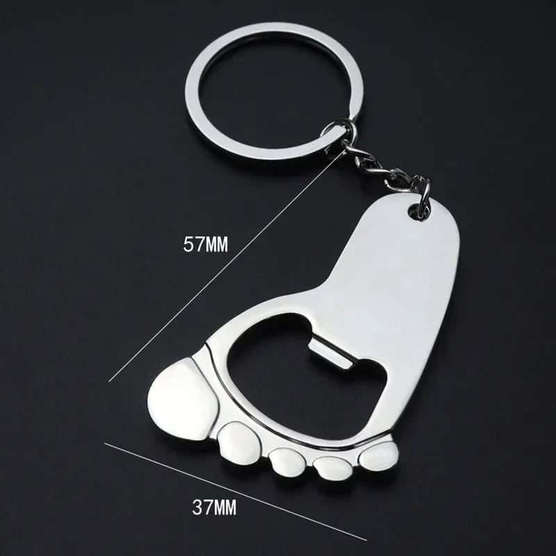 Metal Foot Keychain Bottle Opener - Beer Cap Corkscrew Key Ring Z004