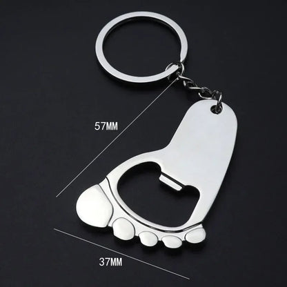 Metal Foot Keychain Bottle Opener - Beer Cap Corkscrew Key Ring Z004