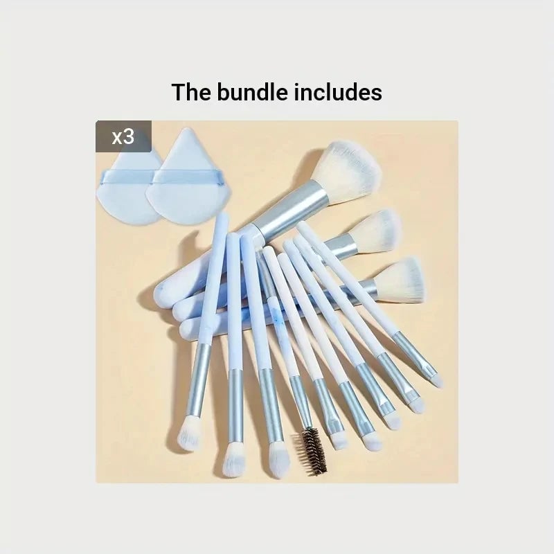 12PCS Ultra Soft Makeup Brush Set - Powder Blush Concealer Eyeliner