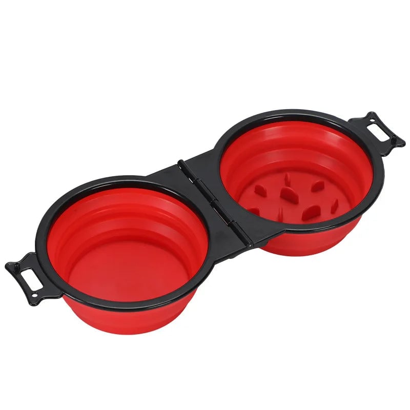 Foldable Dual Bowl 2-in-1 Pet Feeding Set - Portable Travel Bowl