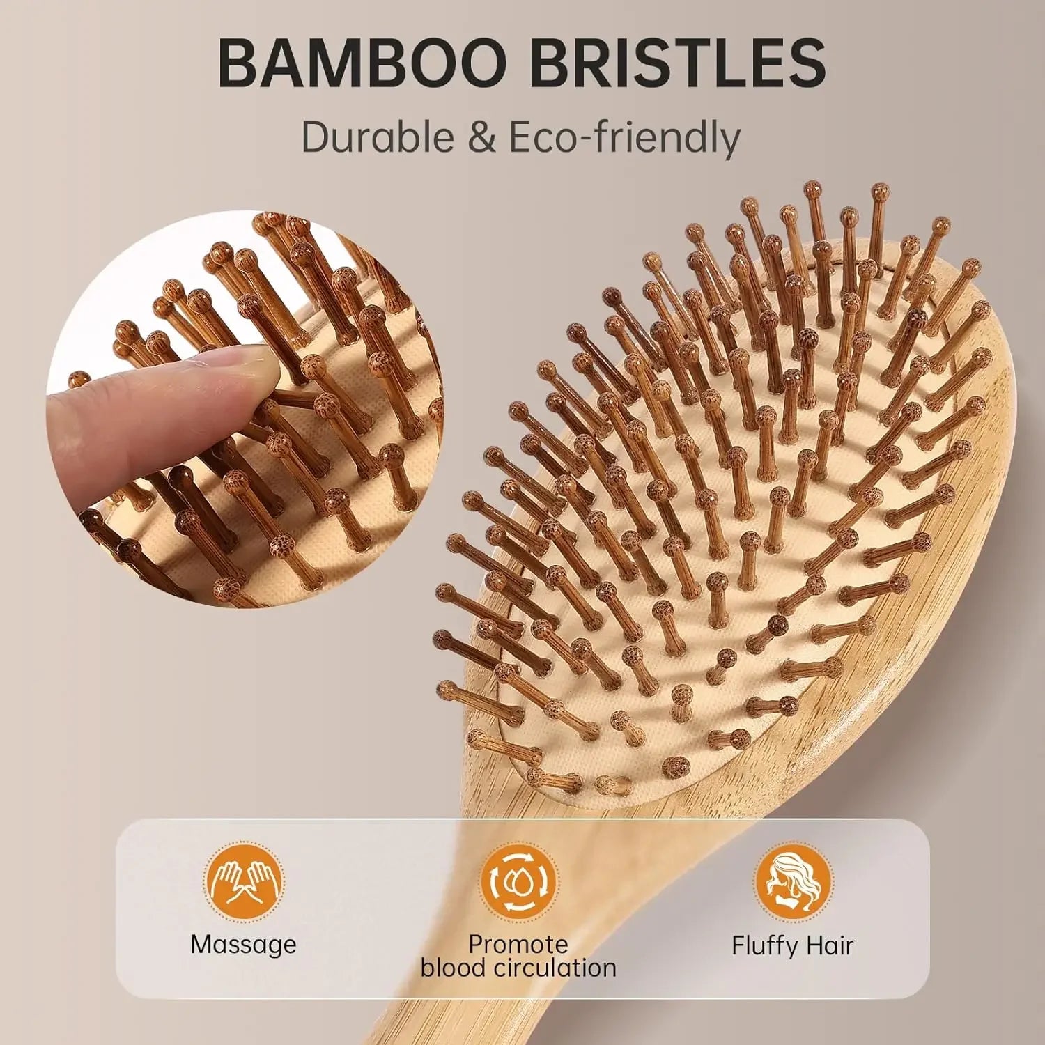 Natural Bamboo Paddle Comb Air Cushion Anti-Static Scalp Massage