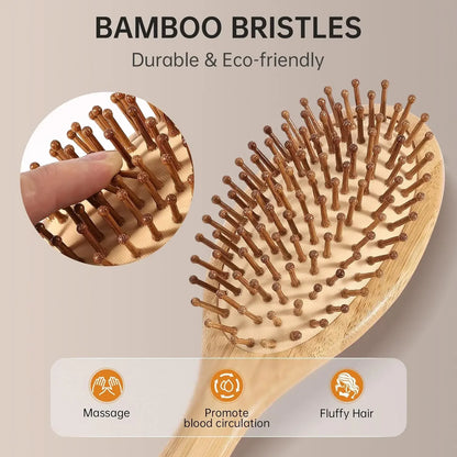 Natural Bamboo Paddle Comb Air Cushion Anti-Static Scalp Massage
