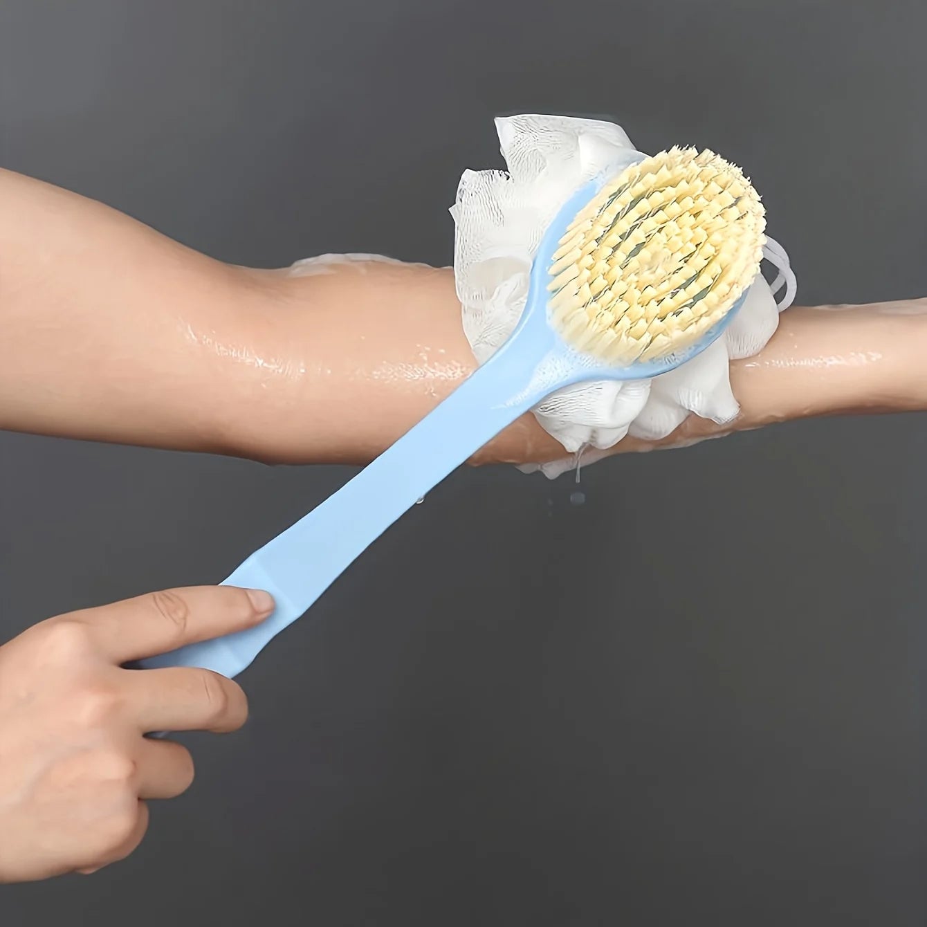 Long Handle Soft Body Scrubber - Exfoliating Bath Brush Massager