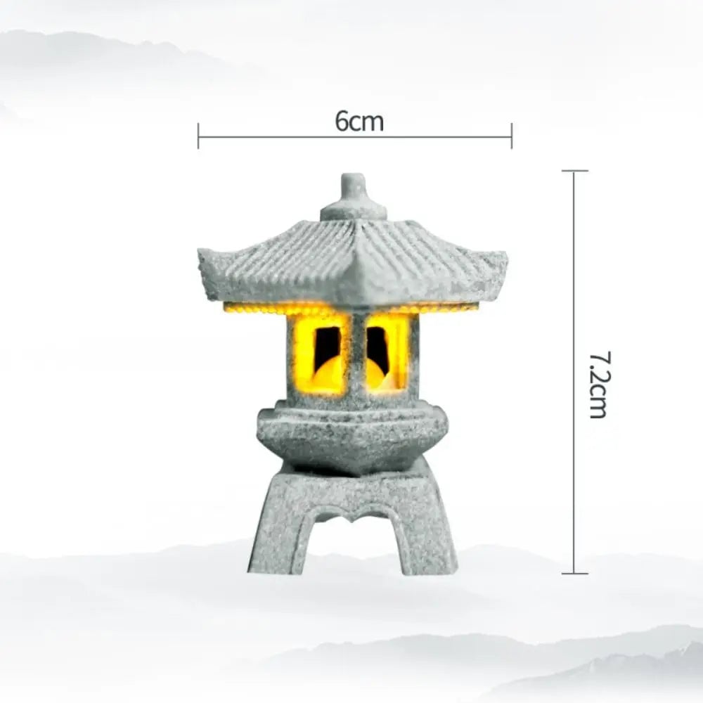 Sandstone Mini Pagoda Lantern - LED Garden Light Zen Landscape Statue