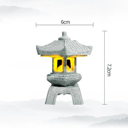 Sandstone Mini Pagoda Lantern - LED Garden Light Zen Landscape Statue
