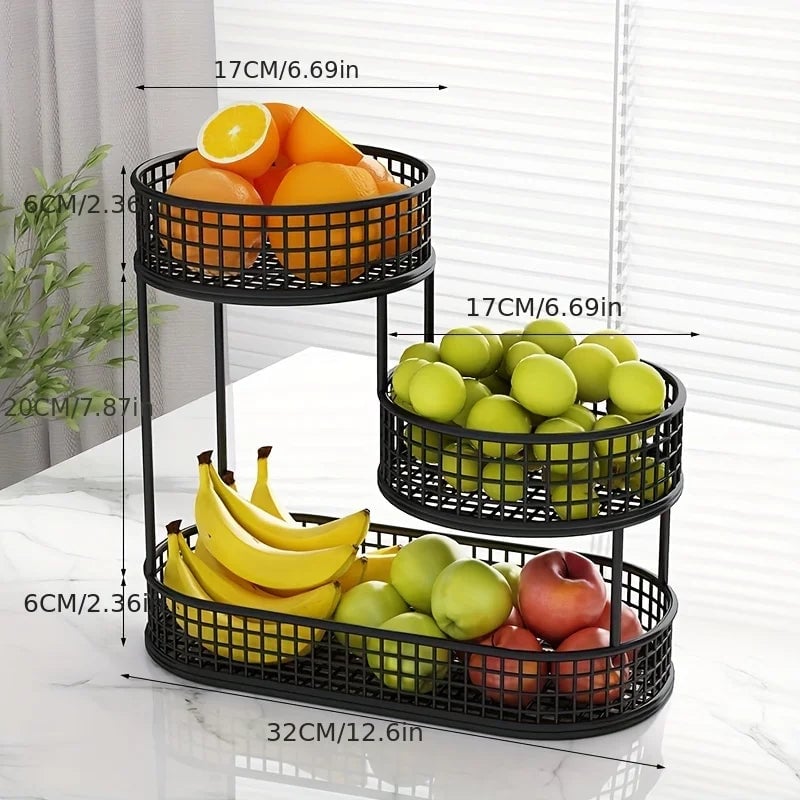 Stainless Steel Multi-Layer Round Fruit Basket Storage Display Rack