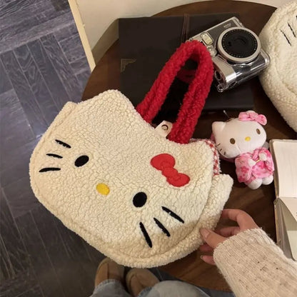 Hello Kitty Plush Shoulder Bag - Large Capacity Anime Handbag