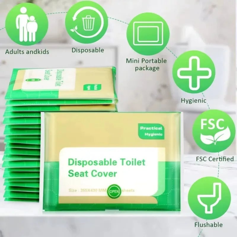 Disposable Toilet Seat Covers - Individual Wrapped Hygienic Liners