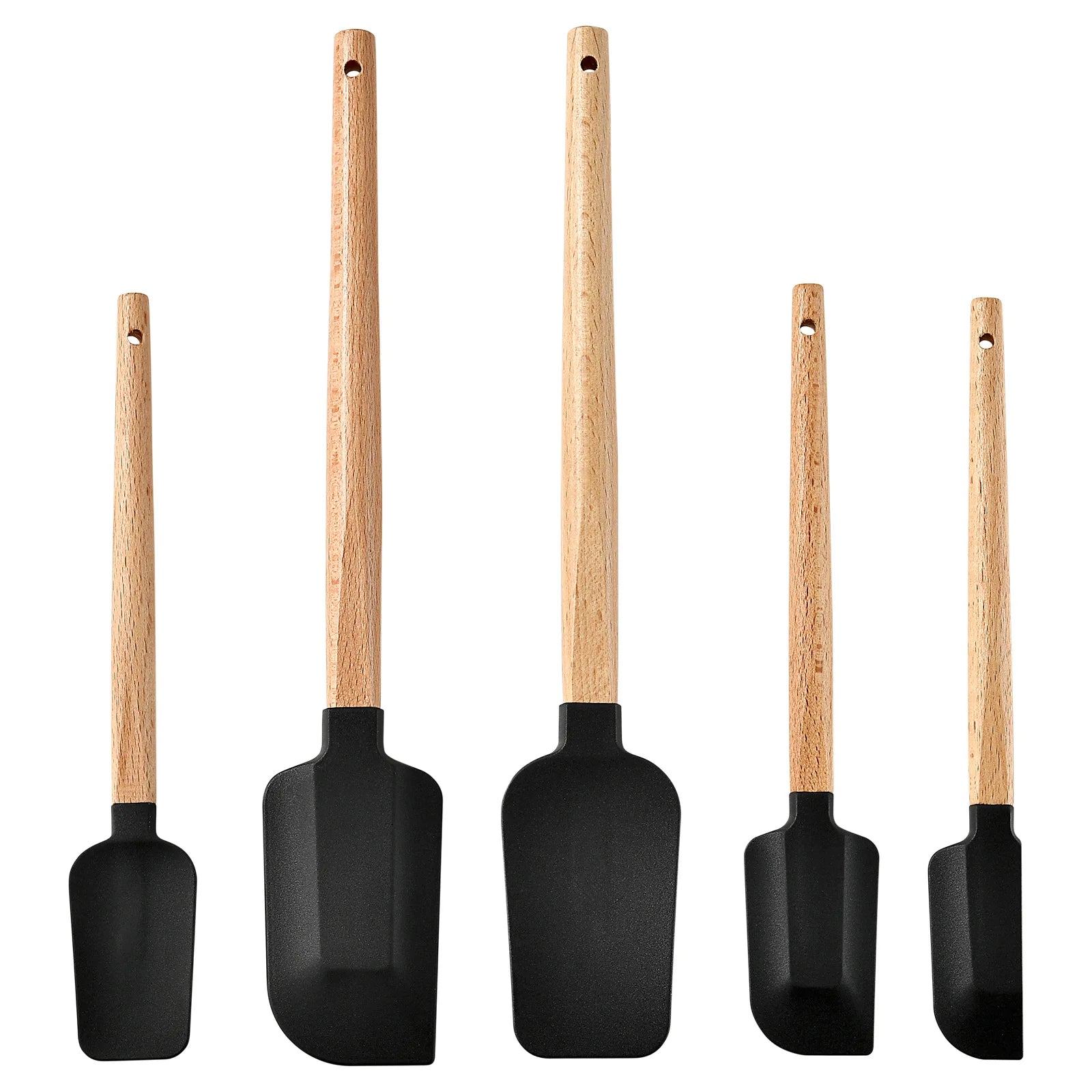 Silicone Cake Scraper Set with Wooden Handle - Baking Spatula Kit