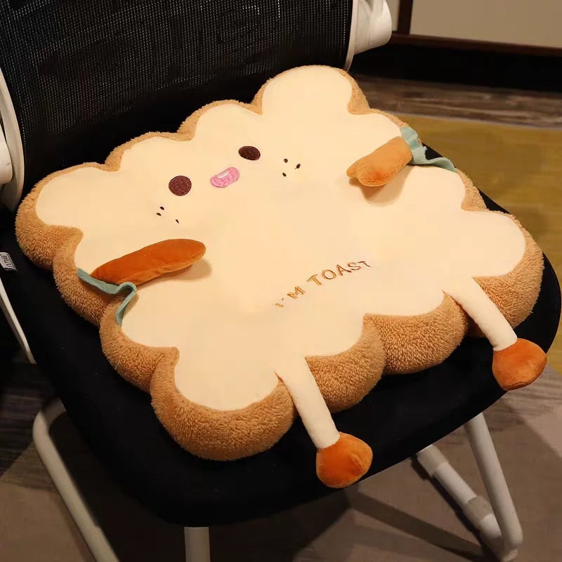 Toast-Shaped Washable Seat & Back Cushion Set Anti-Fatigue Pillow