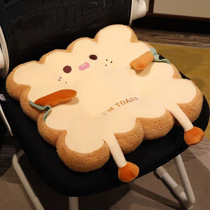 Toast-Shaped Washable Seat & Back Cushion Set Anti-Fatigue Pillow