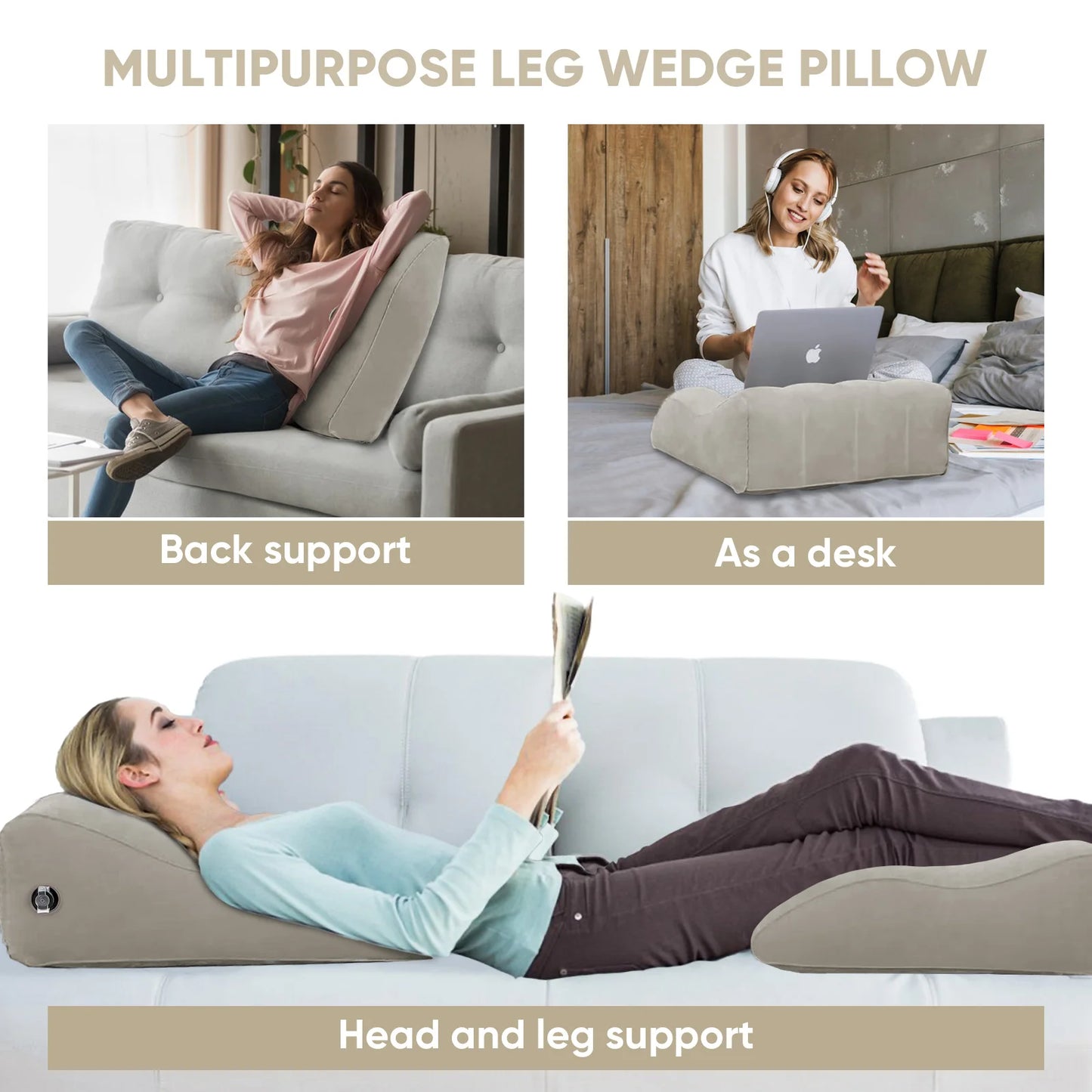 Inflatable Leg Elevation Pillow - Circulation Support Wedge Cushion