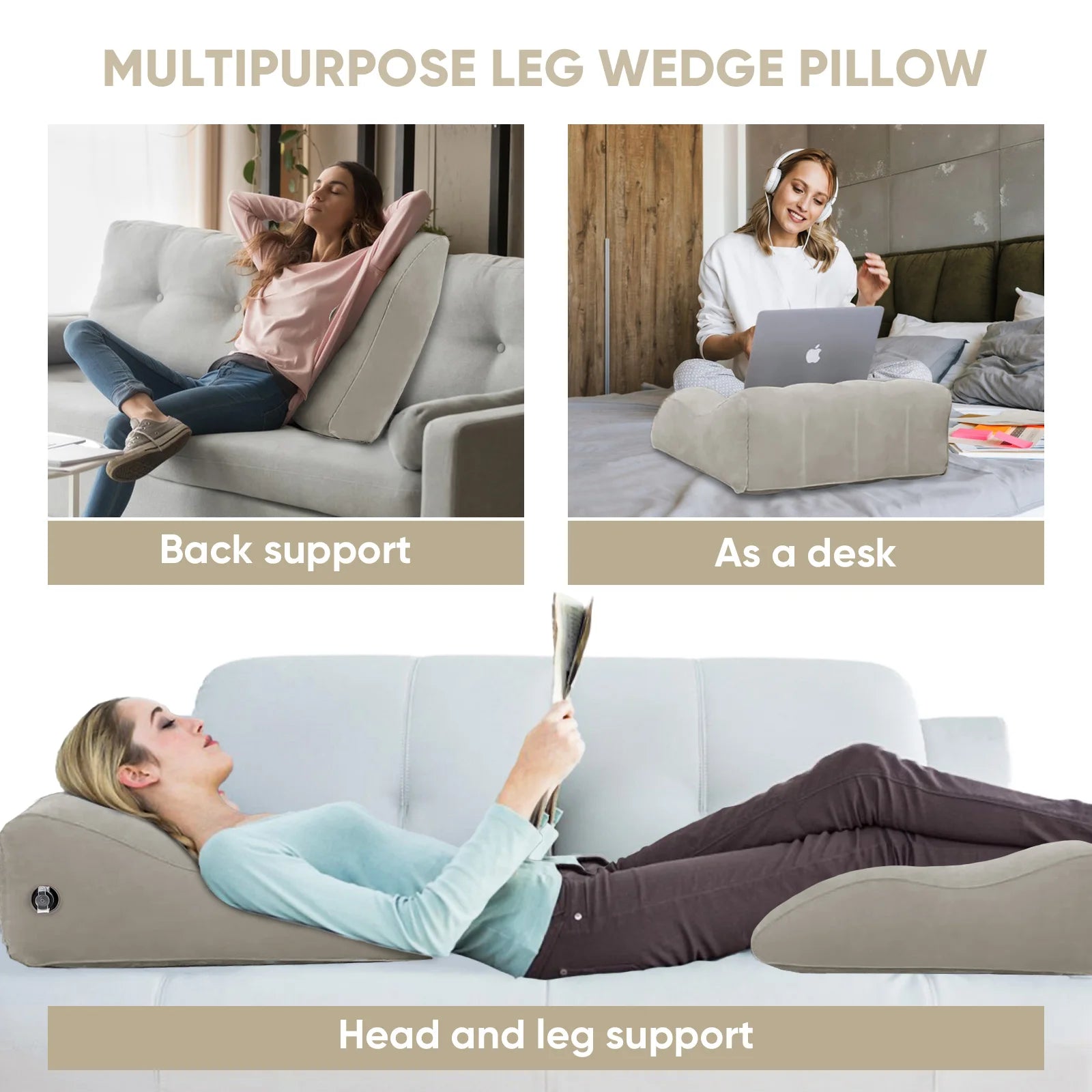 Inflatable Leg Elevation Pillow - Circulation Support Wedge Cushion