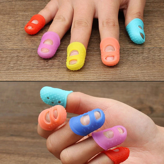 5pcs Silicone Thimbles Hollowed Breathable Finger Protectors DIY