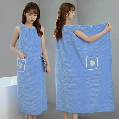 Coral Velvet Wearable Bath Towel - Fast Drying Beach Spa Bathrobe