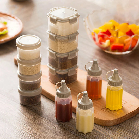 3Pcs Mini Squeeze Bottles Portable Salad Dressing Containers BBQ